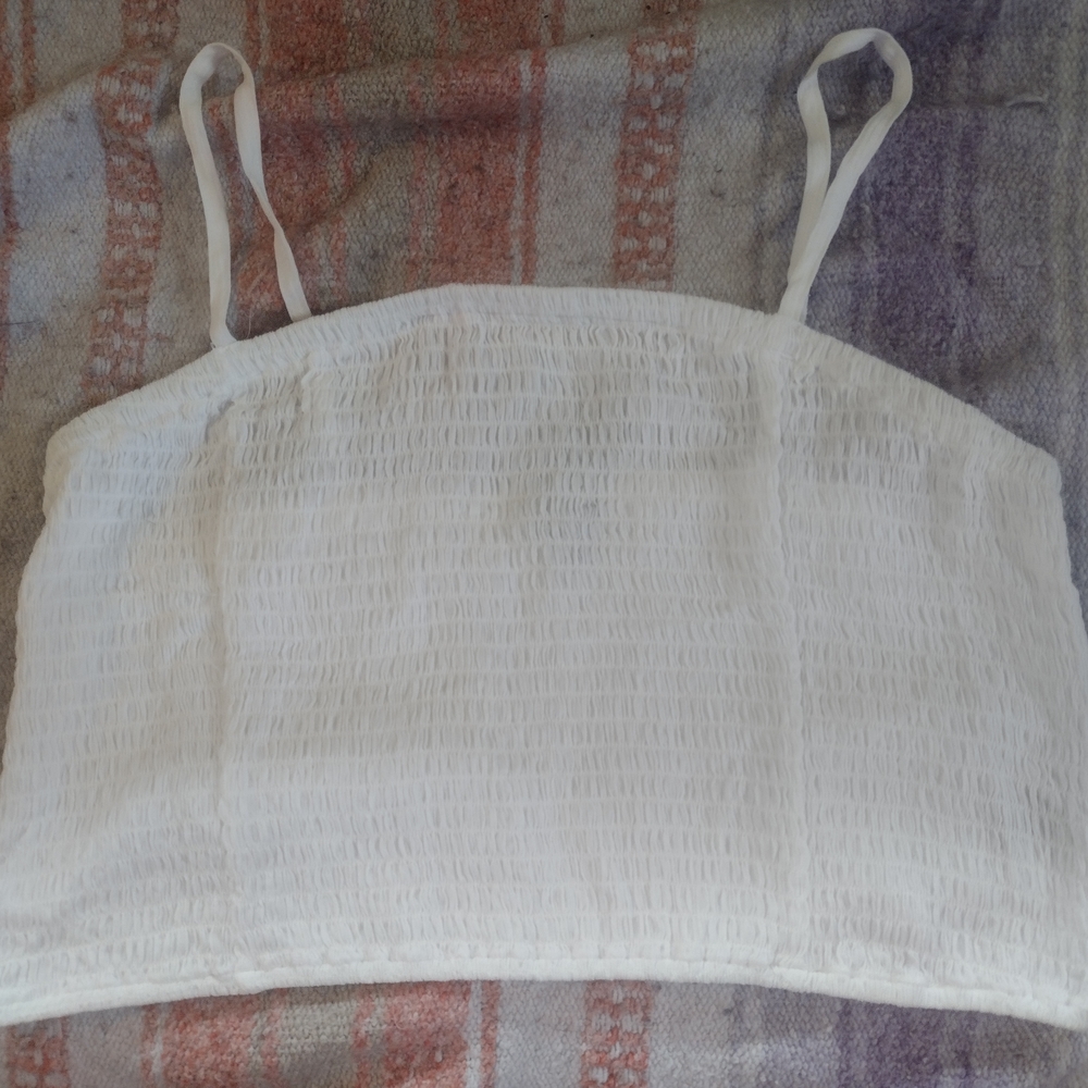 Torrid Ivory Smocked Crop Top